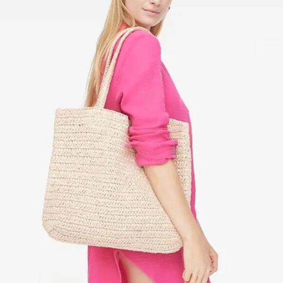 J. Crew packable straw tote bag - Picture 1 of 7